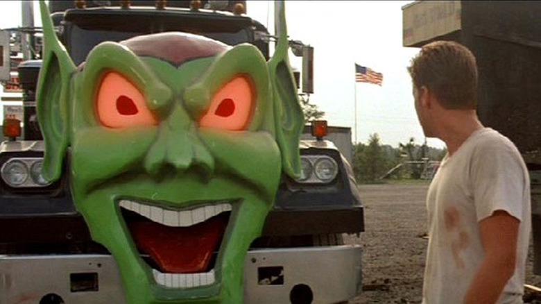 Emilio Estevez as Bill staring down the Green Goblin truck in Maximum Overdrive