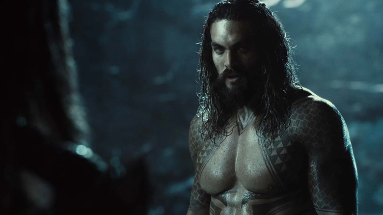 Justice League Aquaman stands shirtless