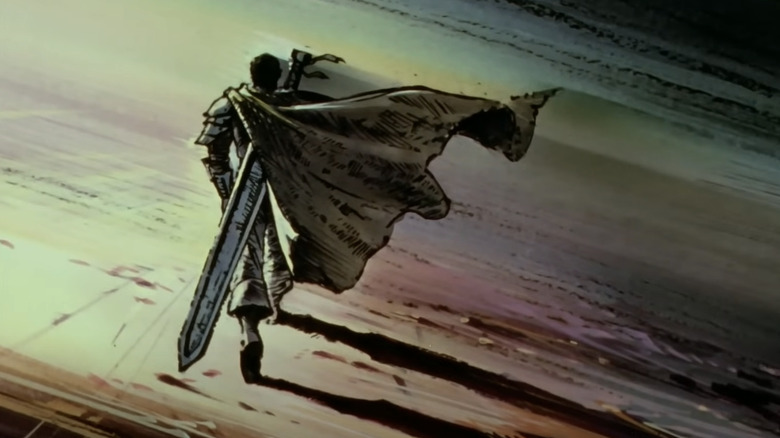 Guts carrying the Dragon Slayer sword in Beserk