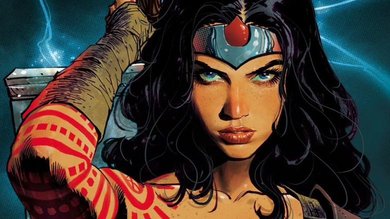 Diana staring intensely on the cover of Absolute Wonder Woman #1