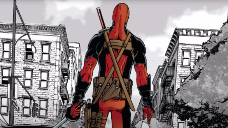 Deadpool in a black and white world of Night of the Living Deadpool