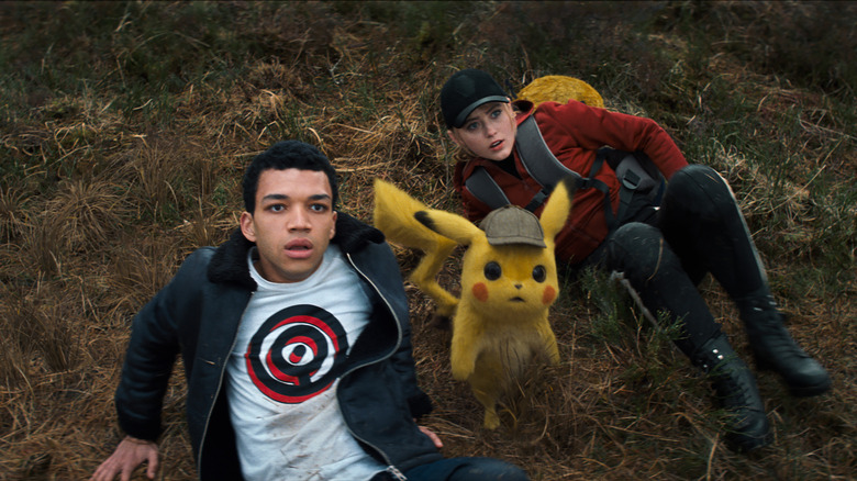 Justice Smith and Kathryn Newton in Detective Pikachu