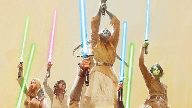 Jedi levantam seus sabres de luz na arte de Star Wars: The High Republic