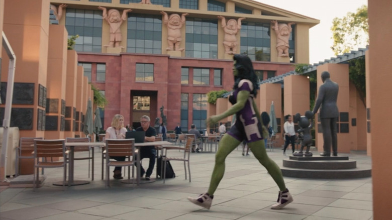 She-Hulk walking through the Disney lot in She-Hulk: Attorney At Law