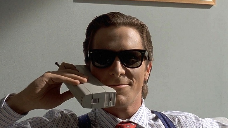 Christian Bale on phone American Psycho