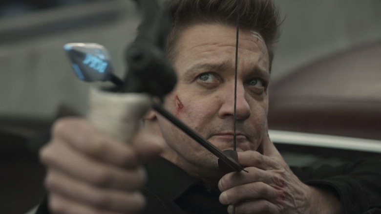 Hawkeye goin' all Robin Hood with the high tech arrows