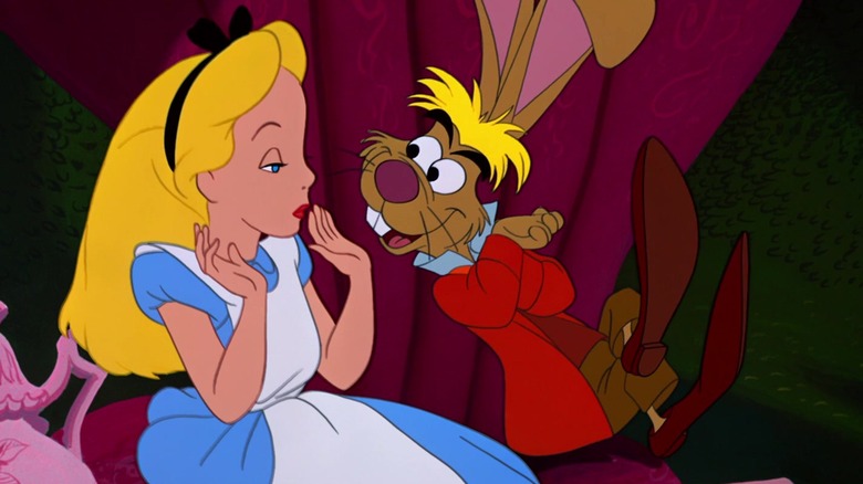 The March Hare talking to Alice in Alice in Wonderland