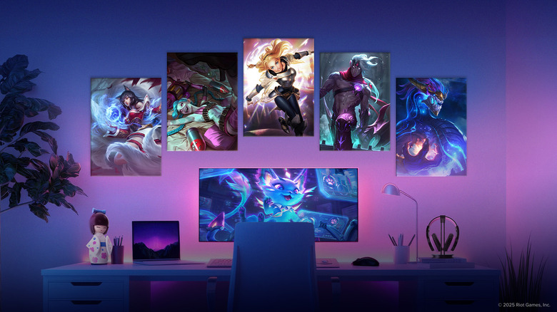 Poster logam Displate League of Legends di dinding