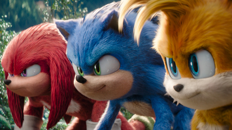 Knuckles, Sonic, and Tails all lined up and ready to race in Sonic the Hedgehog 3