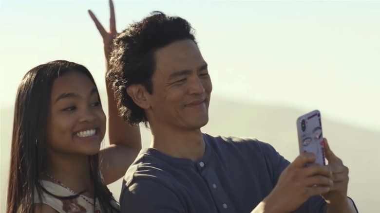 Mia Isaac and John Cho in "Don't Make Me Go"