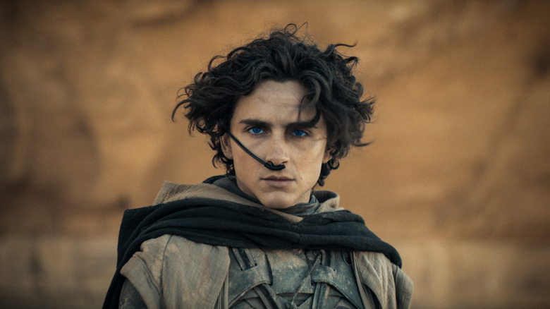 Paul Atreides wearing a stillsuit on Arrakis