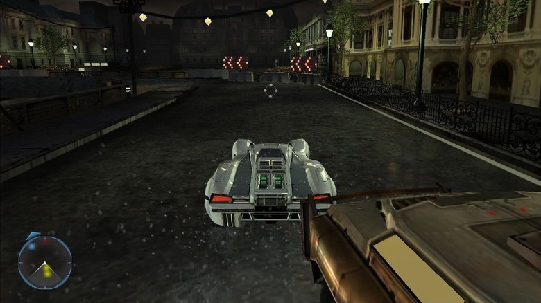 A spy car that goes on the road in the rain in Spyhunter: there is nowhere to run