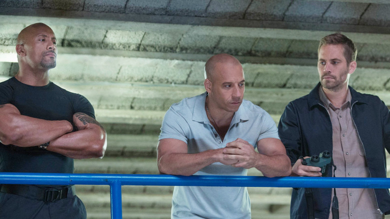 The Rock, Vin Diesel, and Paul Walker in Fast & Furious 6