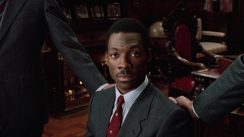 Eddie Murphy looks at the camera in Trading Places