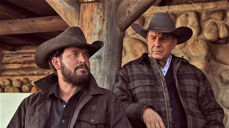 Cole Hauser and Kevin Costner in Yellowstone