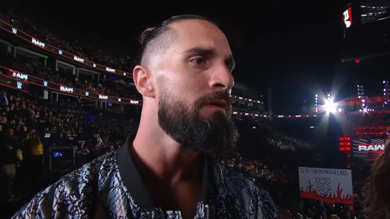 Seth Rollins giving an interview on WWE Raw