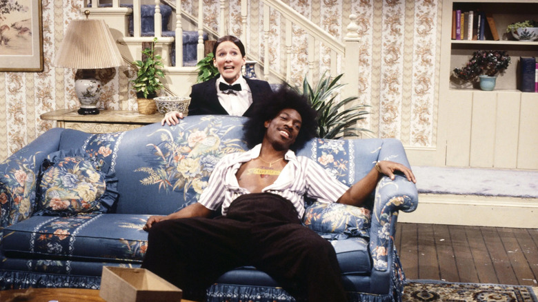 Buckwheat and Alfalfa on a sitcom set on Saturday Night Live