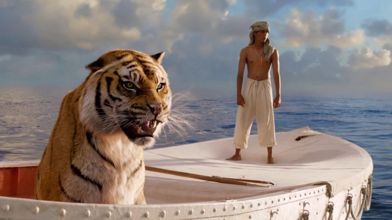 Suraj Sharma shares a boat with a tiger