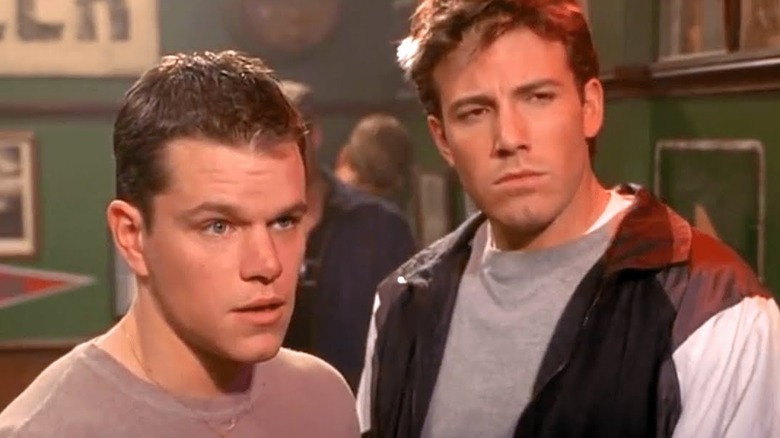 Matt Damon as himself stands next to Ben Affleck as himself in Good Will Hunting 2: Hunting Season