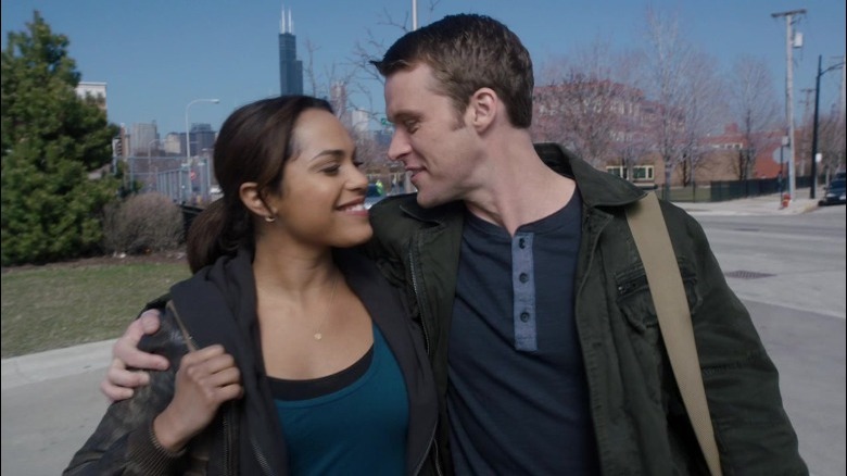 Chicago Fire's Dawson and Casey smiling together