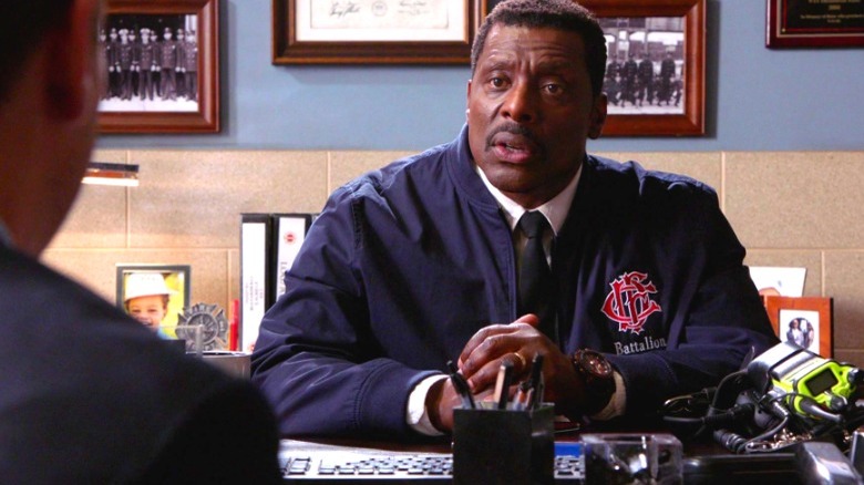 Chicago Fire's Chief Boden at his desk