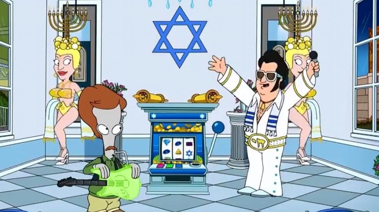 Roger with a guitar next to Jewish Elvis on American Dad!