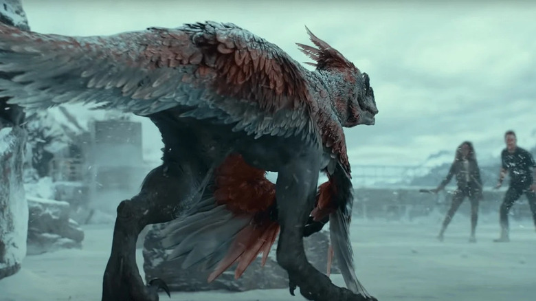 The pyroraptor in "Jurassic World Dominion" 