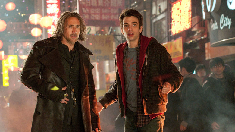 Balthazar (Nicolas Cage) and Dave (Jay Baruchel) on city street in The Sorcerer's Apprentice