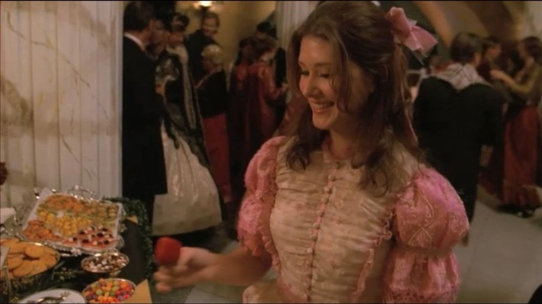 Jewel Staite pink dress buffet