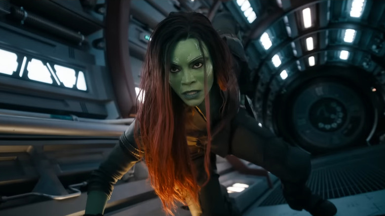 Gamora fighting on spaceship