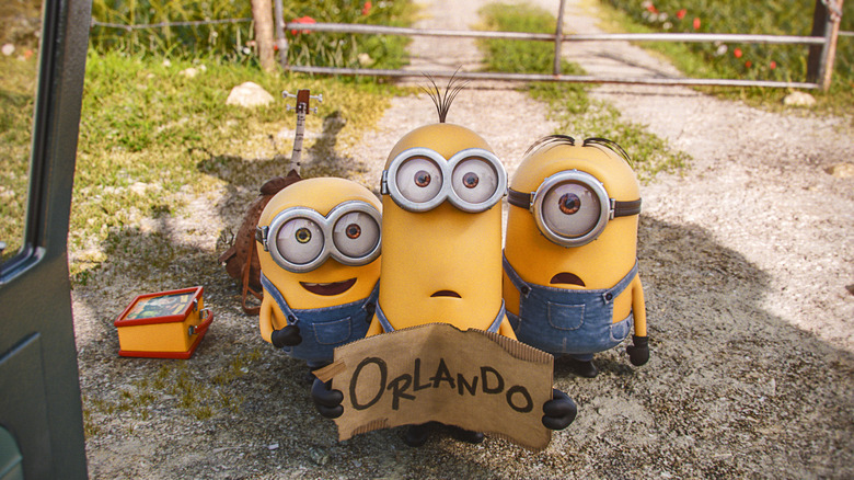 A trio of Minions trying to hitch a ride