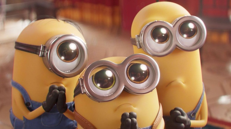 A trio of Minions pleading