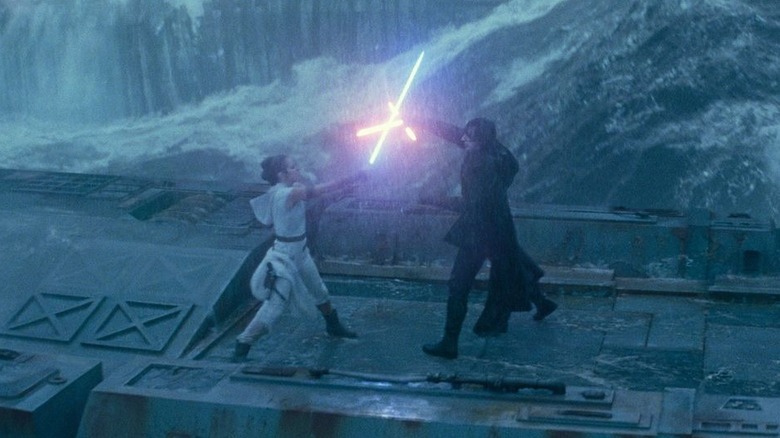 Rey and Kylo Ren Duel Over Water