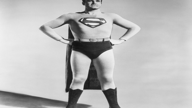 George Reeves as Superman posing for the Superman TV show