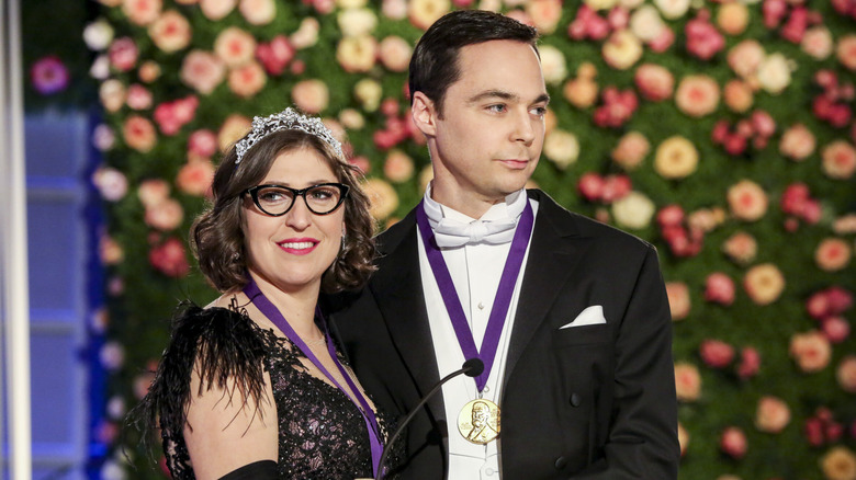 Amy and Sheldon Nobel ceremony wearing medals Big Bang Theory