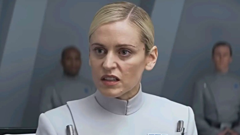 Denise Gough gray uniform scowling