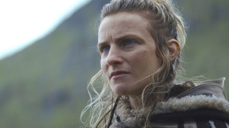 Faye Marsay scowling outside fur