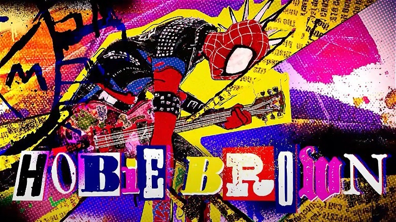 Spider-Punk jams on his guitar