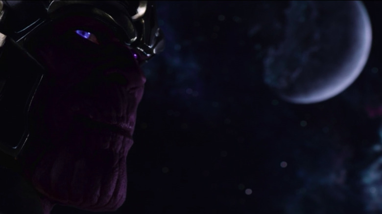 Thanos turns to the camera