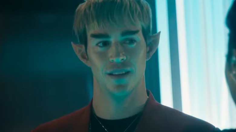 Sven Ruygrok's Fuzz, a blonde Vulcan, looks at someone offscreen in Star Trek: Section 31