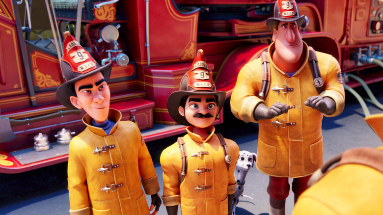 Fireheart's animated firefighters at attention