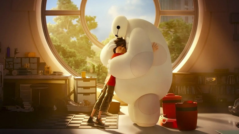 Hiro Hamada hugs Baymax in Big Hero 6