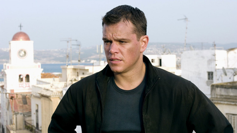 Matt Damon on rooftop in The Bourne Ultimatum