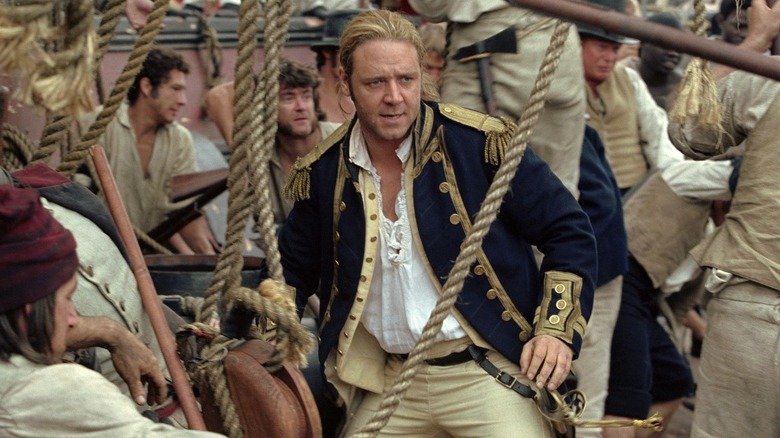 Russell Crowe crows ship's rigging