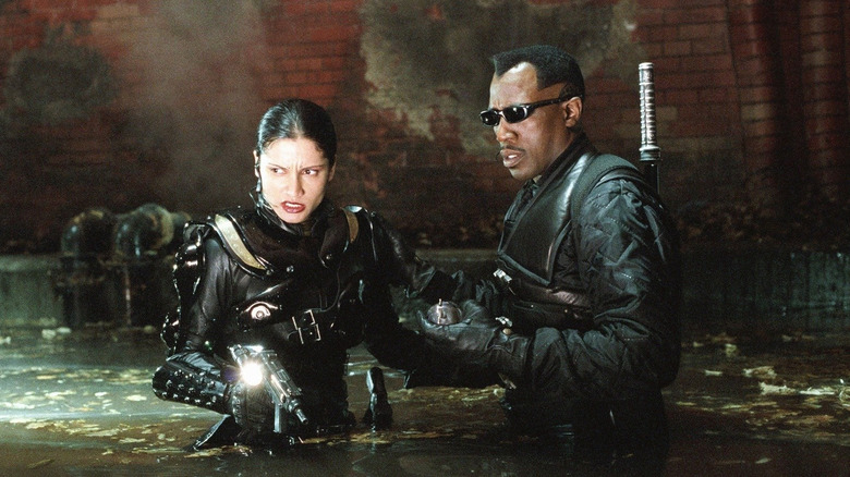 Wesley Snipes as Blade in a sewer in Blade II