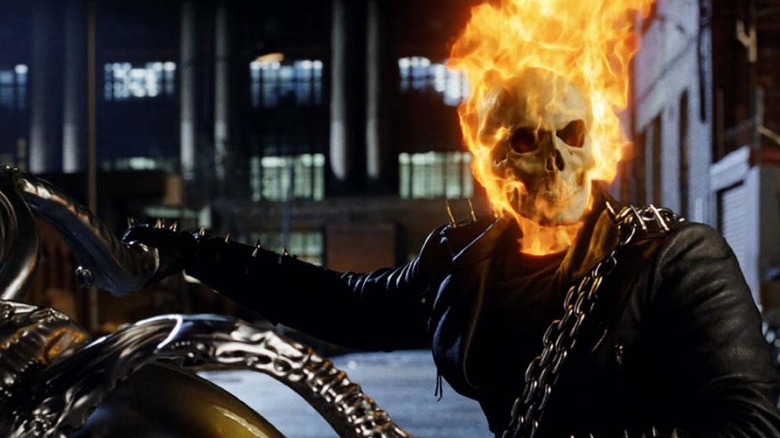 Ghost Rider on his motorcycle