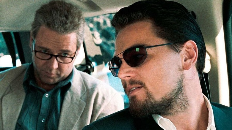 Russell Crowe and Leonardo DiCaprio in car
