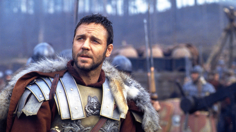 Russell Crowe in furs in Gladiator