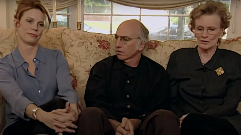 Larry David chatting with relatives