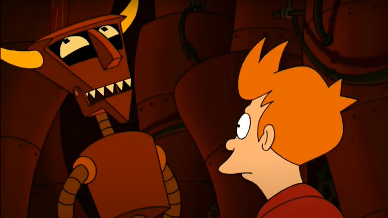 Fry talking to the Robot Devil